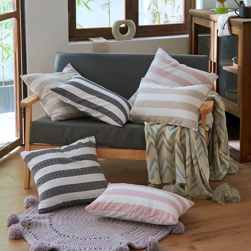 Embroidered Stripe Cushion Cover
