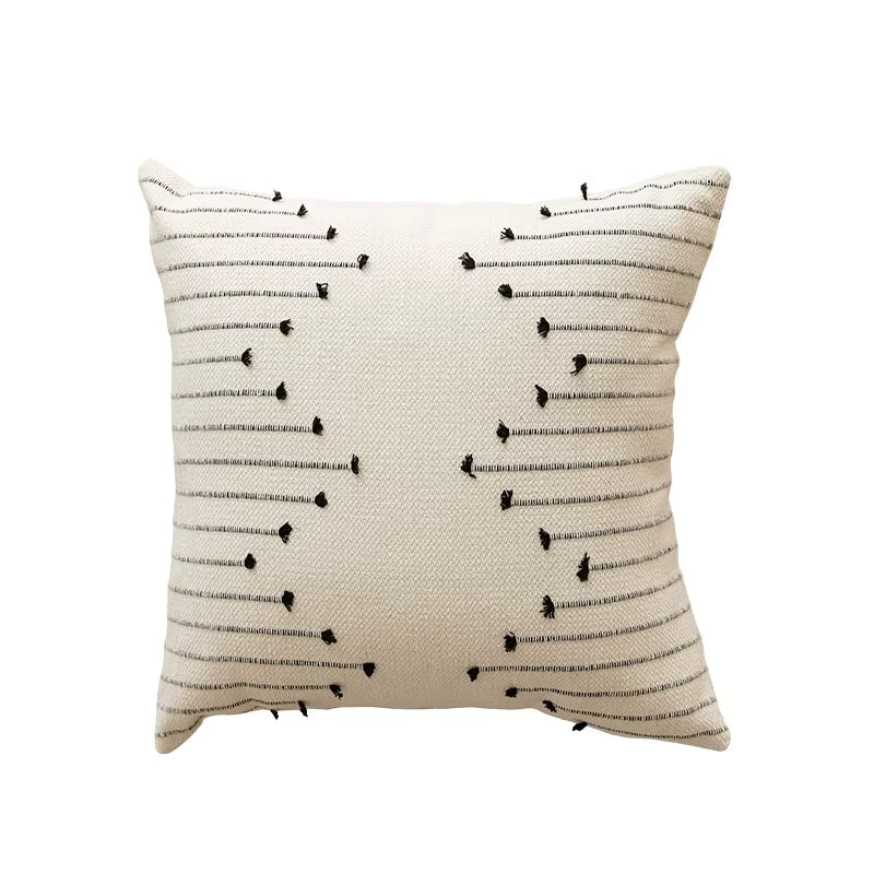 Embroidered Stripe Cotton Cushion Cover (Set of 2)