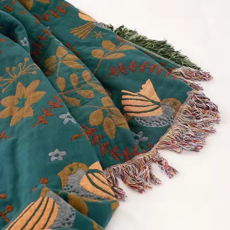 Lovebird Double-Sided Cotton Throw