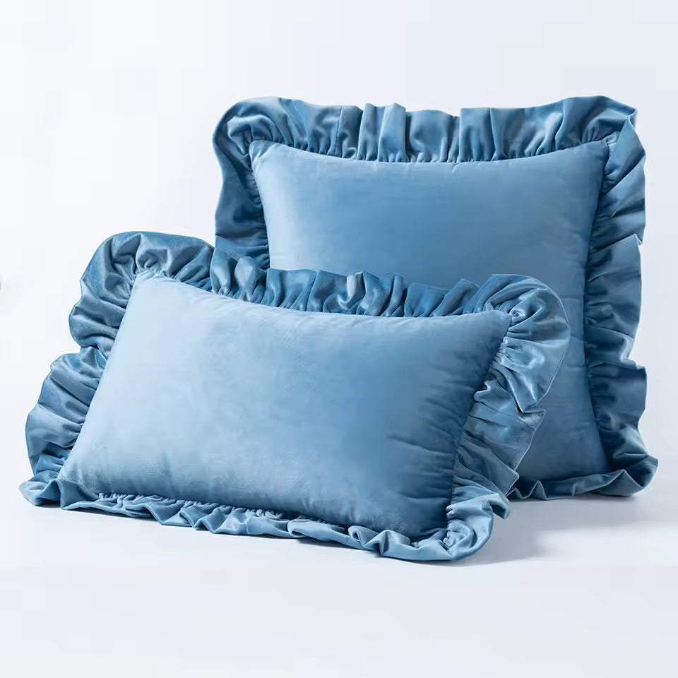 Velvet Ruffle Cushion Cover