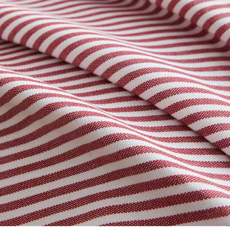 Red & Ivory Small Stripe Tassel Cushion Cover