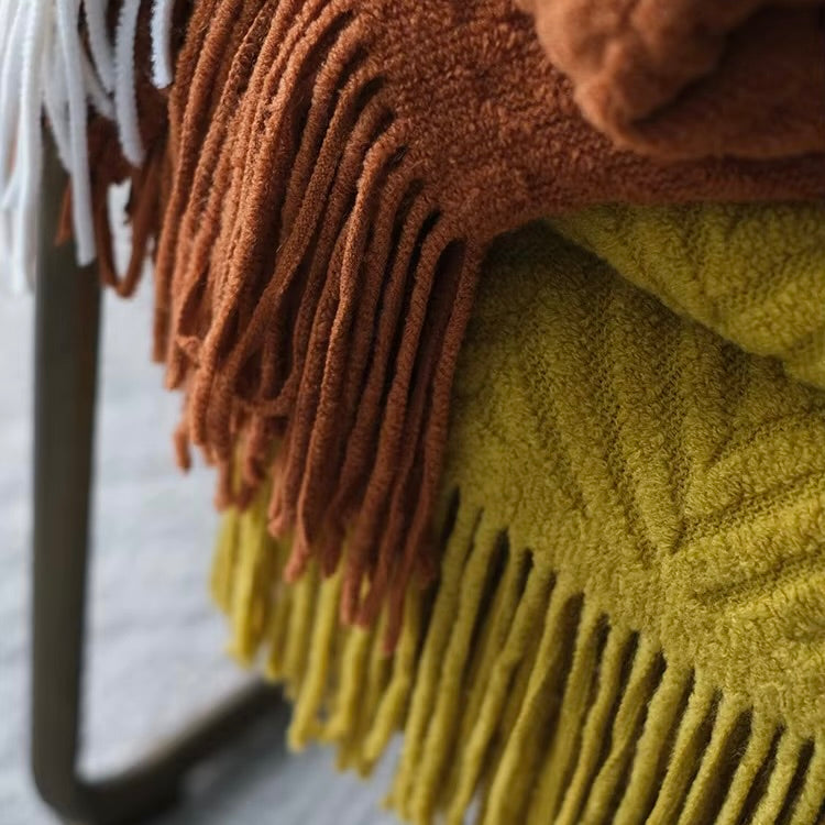Knitted Zigzag Tassel Throw