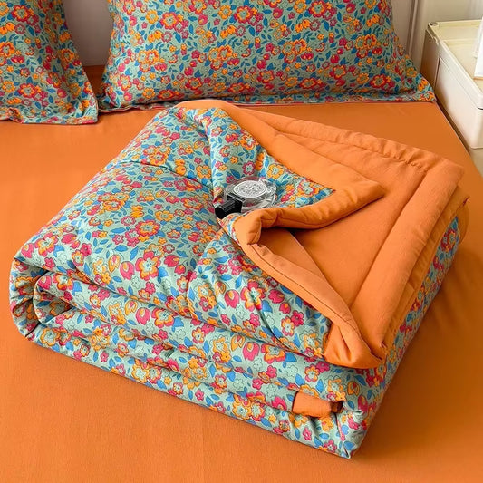 Orange Floral Breathable Quilt