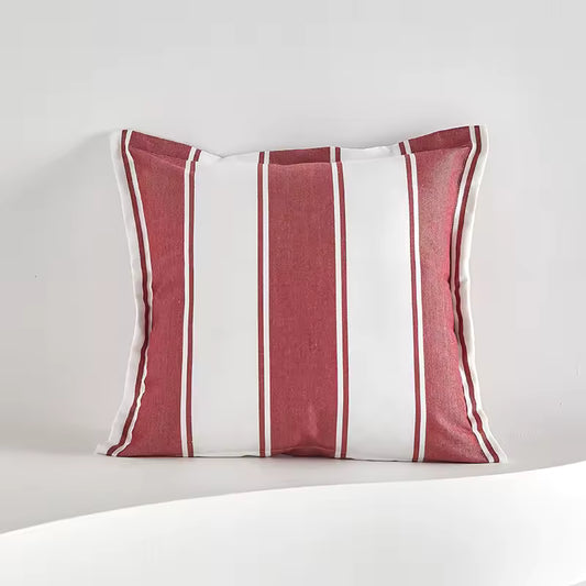 Red & Ivory Large Stripe Cushion Cover