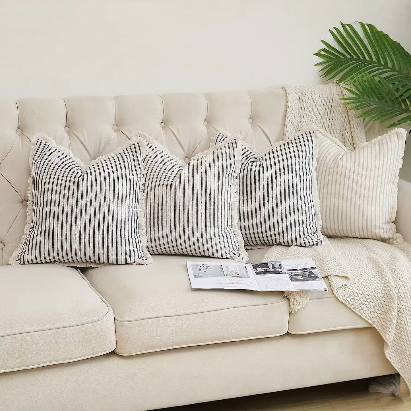 Small Stripe Woven Cushion Cover
