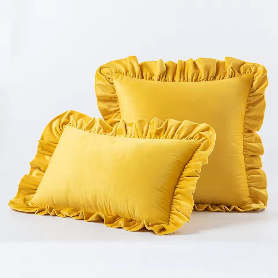 Velvet Ruffle Cushion Cover