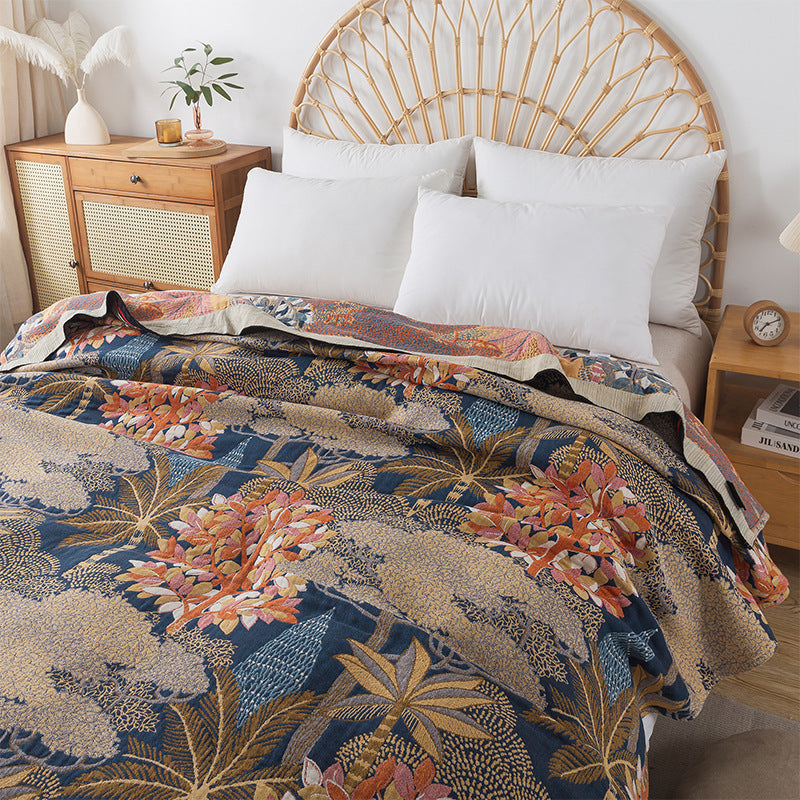 Blue Forest Cotton Throw