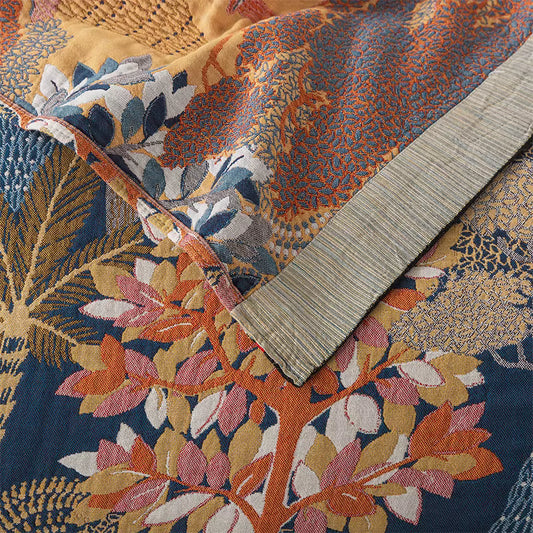 Blue Forest Cotton Throw