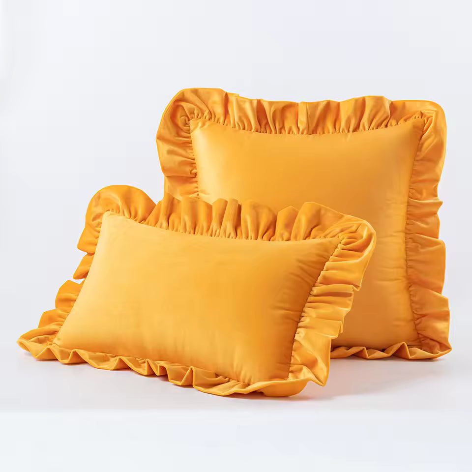 Velvet Ruffle Cushion Cover