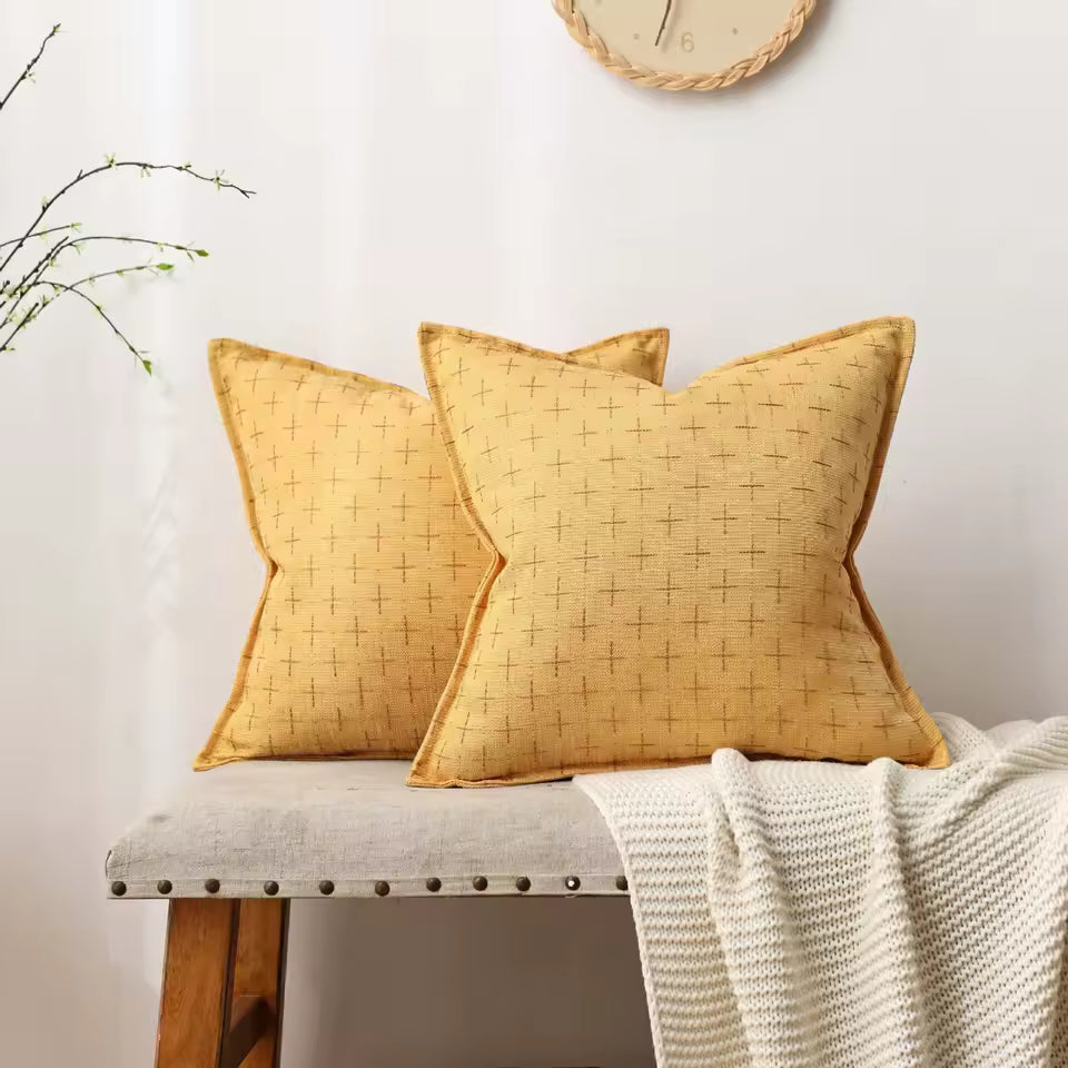 Woven Textured Cross Cushion Cover