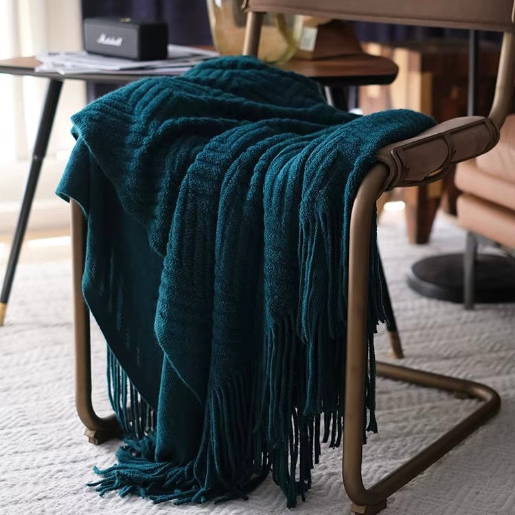 Knitted Zigzag Tassel Throw
