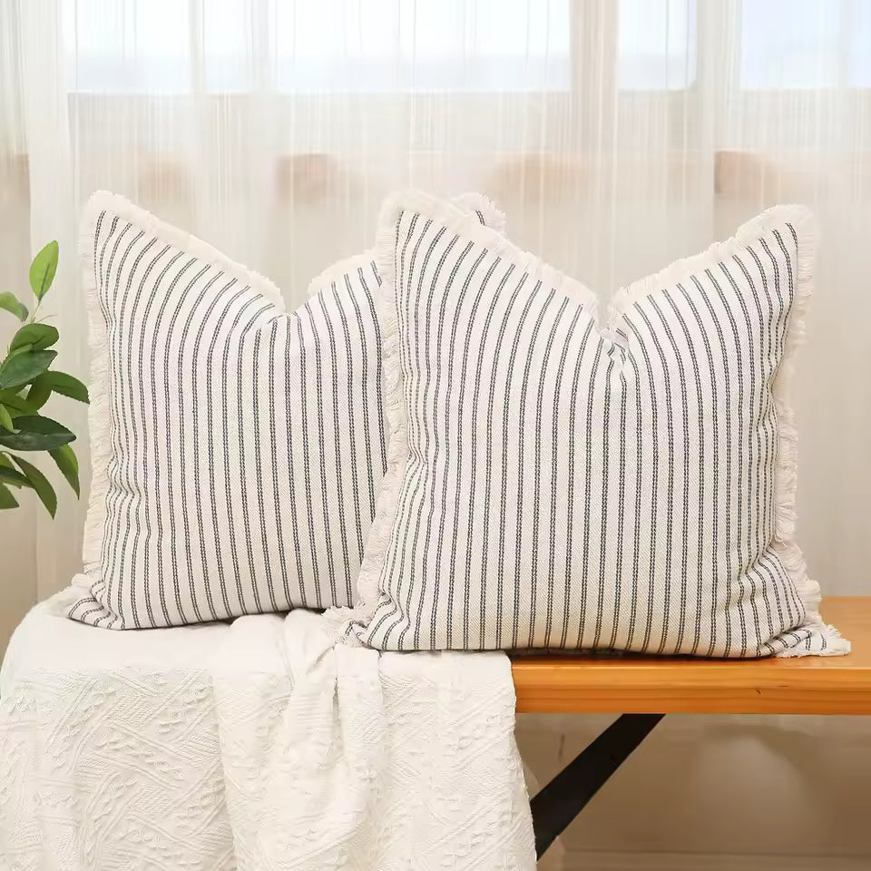 Small Stripe Woven Cushion Cover