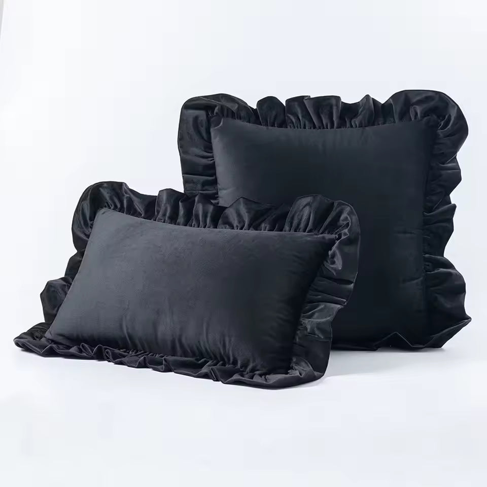 Velvet Ruffle Cushion Cover