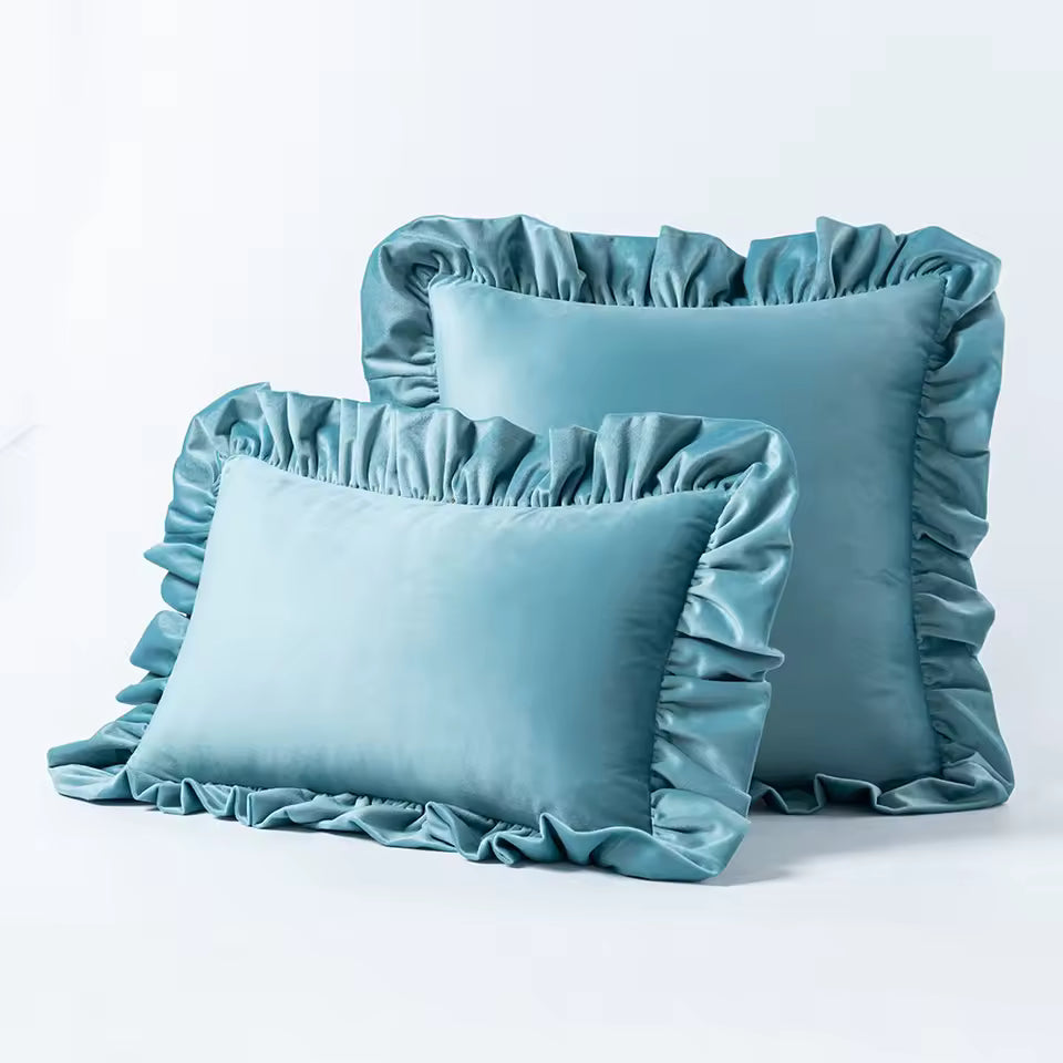 Velvet Ruffle Cushion Cover