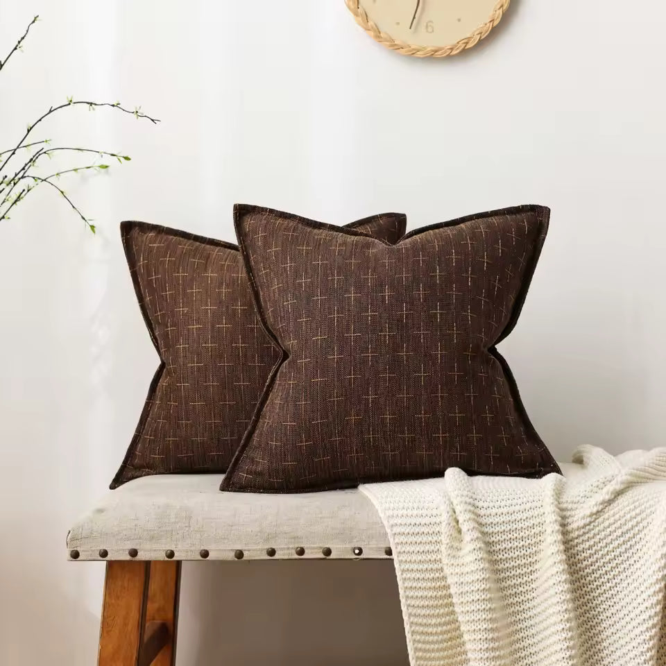 Woven Textured Cross Cushion Cover