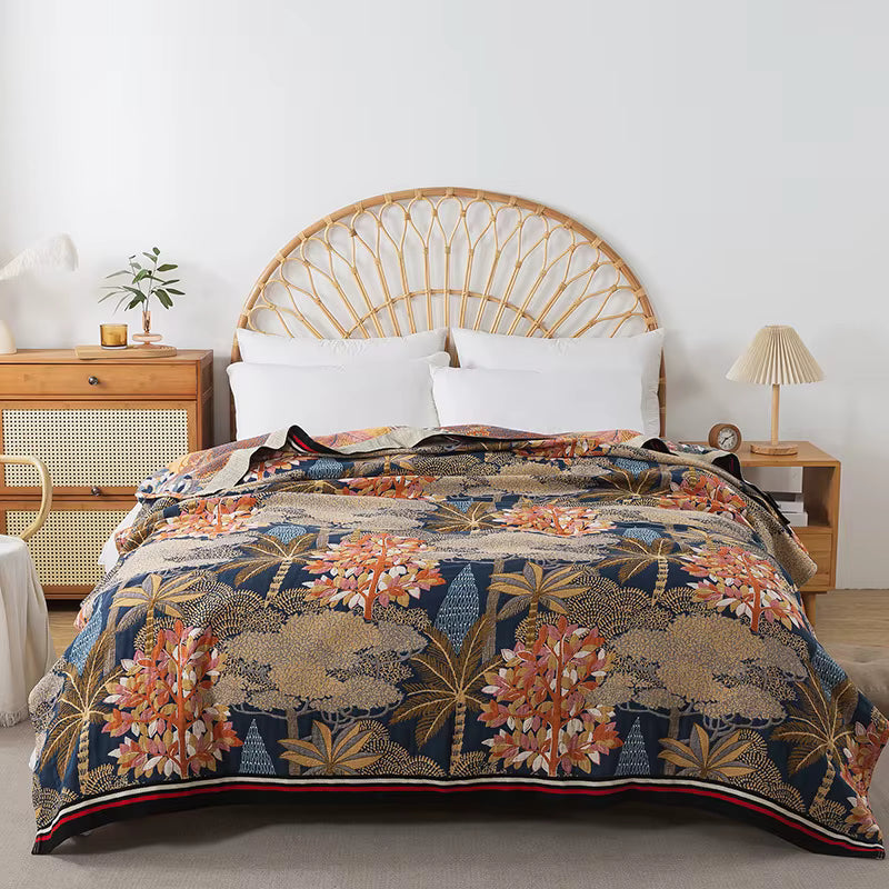 Blue Forest Cotton Throw