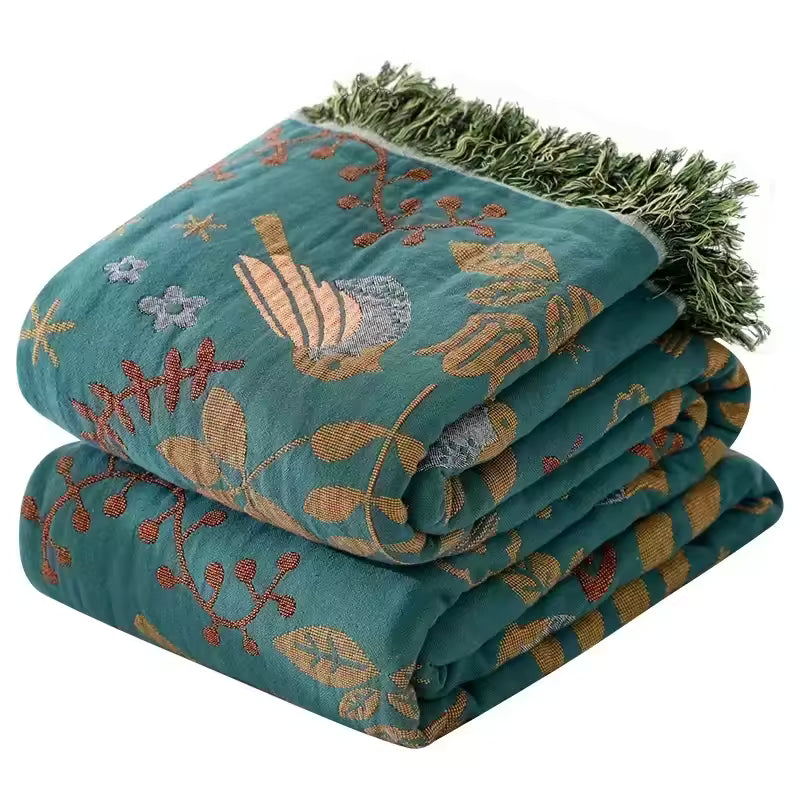 Lovebird Double-Sided Cotton Throw
