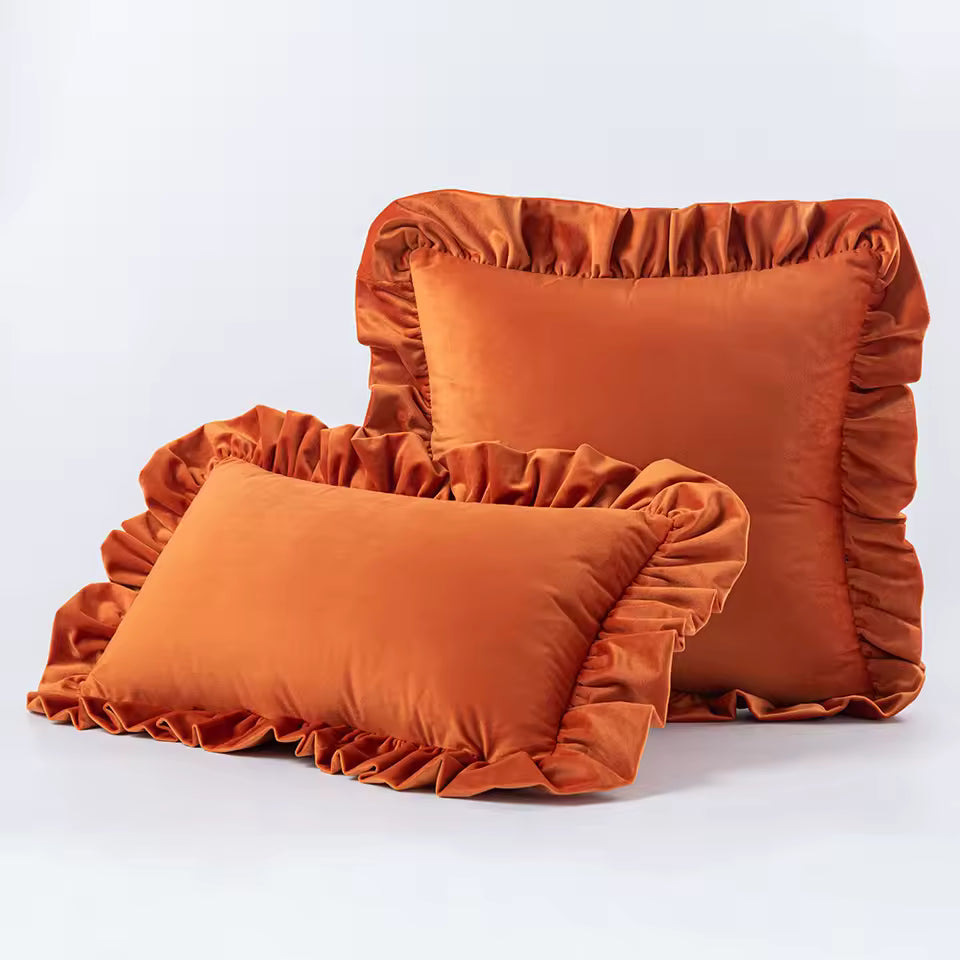 Velvet Ruffle Cushion Cover