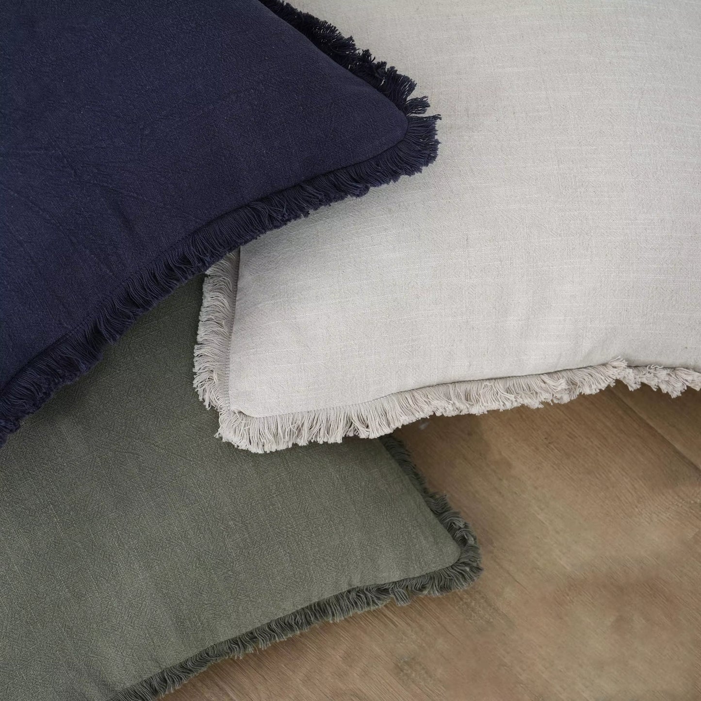 Linen Effect Fringed Cushion Cover (Set of 2)