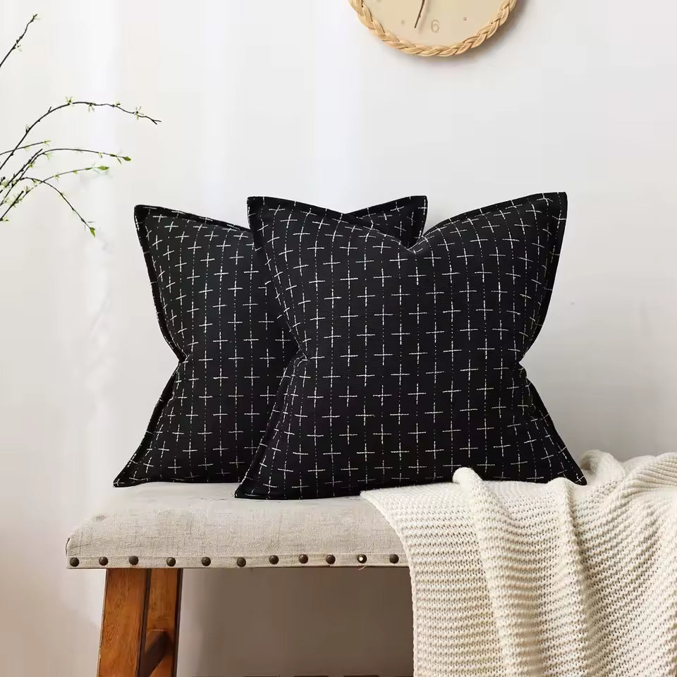 Woven Textured Cross Cushion Cover