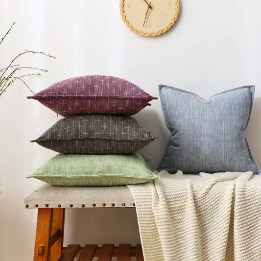 Woven Textured Cross Cushion Cover