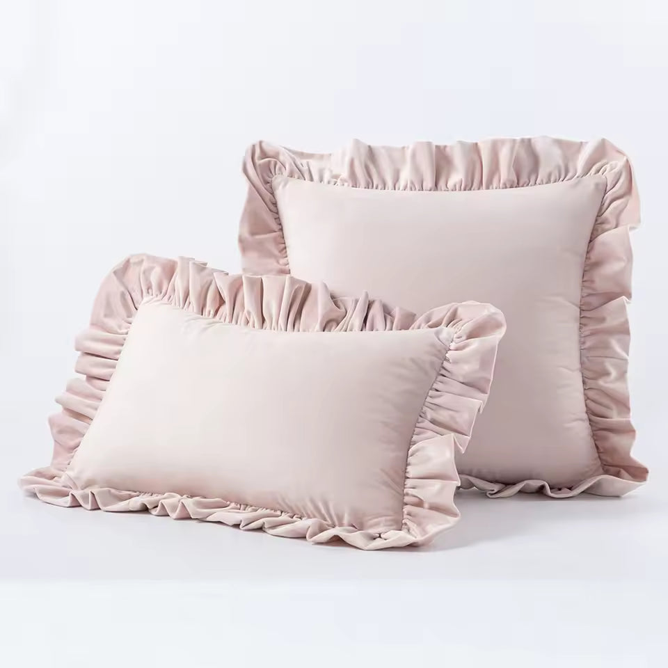 Velvet Ruffle Cushion Cover