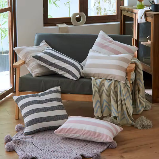 Embroidered Stripe Cushion Cover