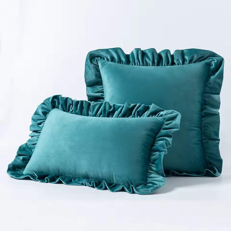 Velvet Ruffle Cushion Cover