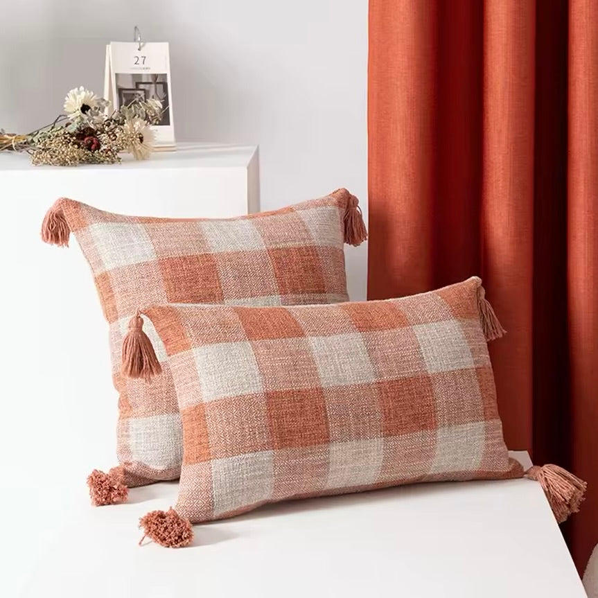 Woven Gingham Decorative Cushion Cover