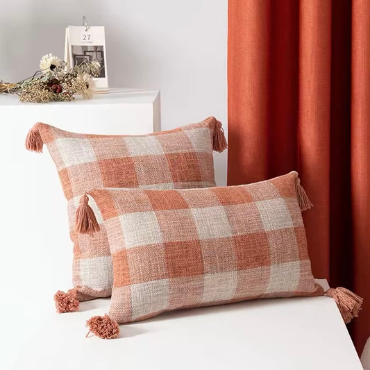 Woven Gingham Decorative Cushion Cover