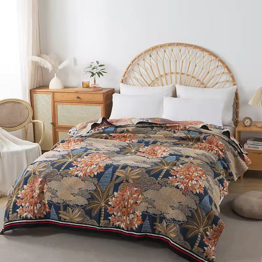 Blue Forest Cotton Throw