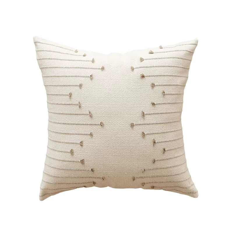 Embroidered Stripe Cotton Cushion Cover (Set of 2)
