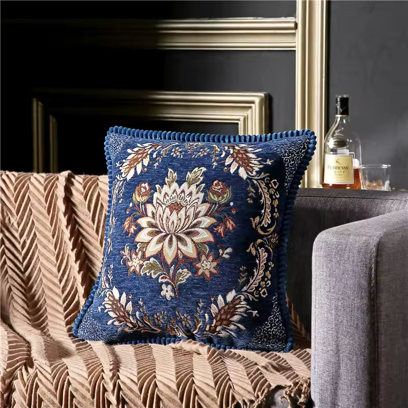 Floral Jacquard Decorative Cushion Cover