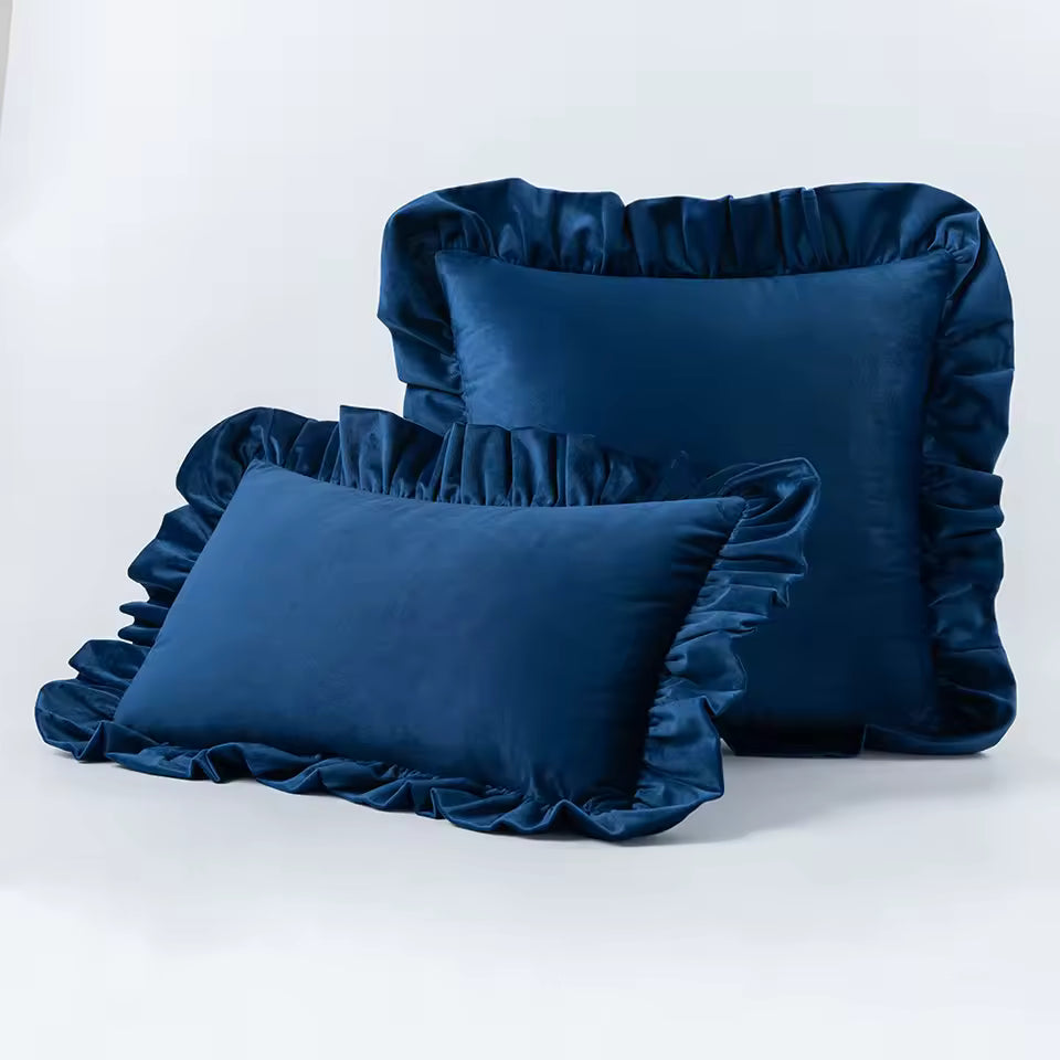 Velvet Ruffle Cushion Cover
