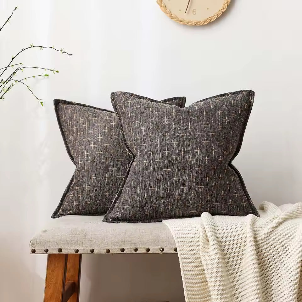 Woven Textured Cross Cushion Cover