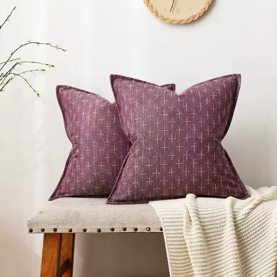 Woven Textured Cross Cushion Cover