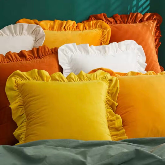 Velvet Ruffle Cushion Cover