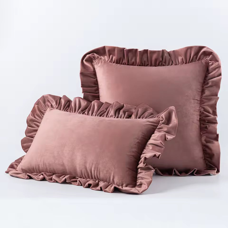 Velvet Ruffle Cushion Cover
