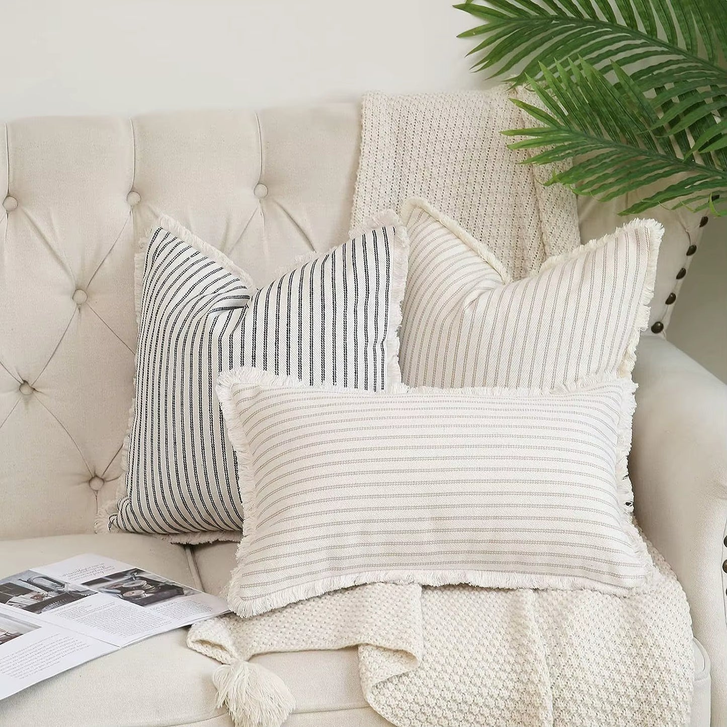 Small Stripe Woven Cushion Cover