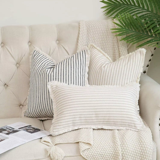 Small Stripe Woven Cushion Cover