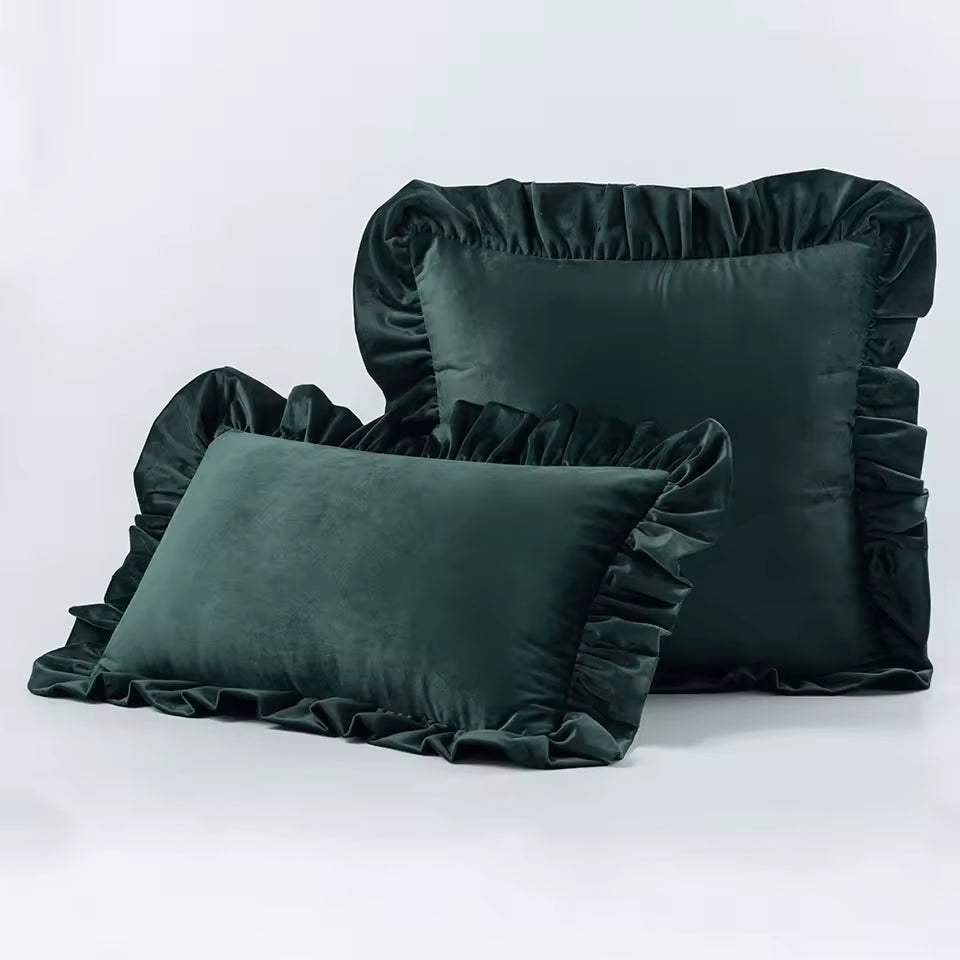 Velvet Ruffle Cushion Cover