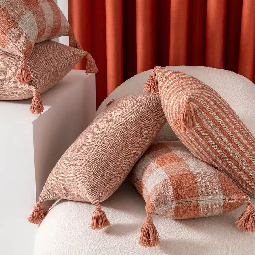 Woven Gingham Decorative Cushion Cover