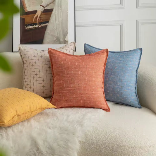 Woven Textured Cross Cushion Cover
