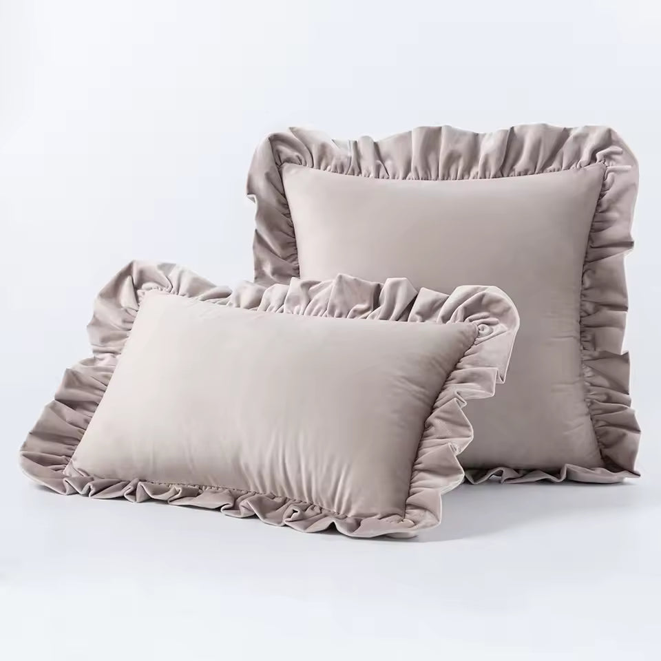 Velvet Ruffle Cushion Cover
