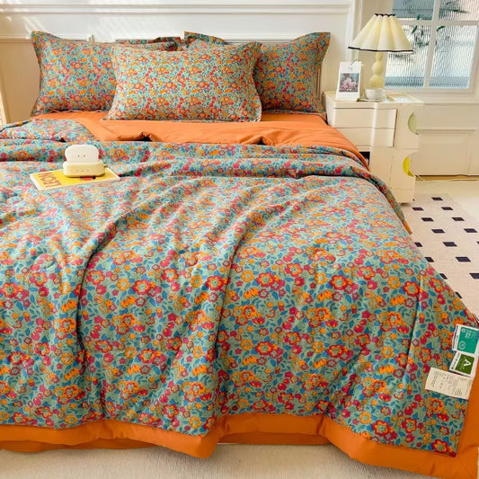 Orange Floral Breathable Quilt