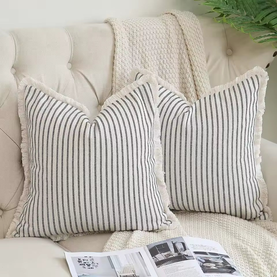 Small Stripe Woven Cushion Cover