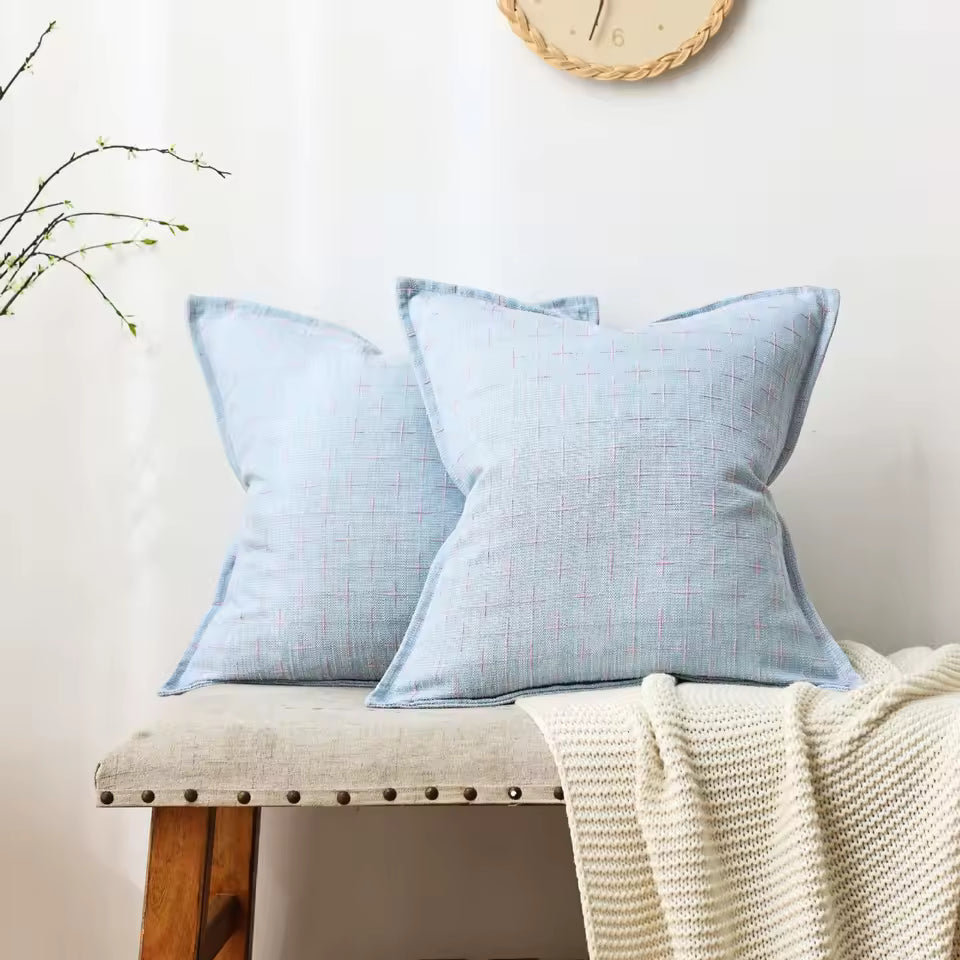 Woven Textured Cross Cushion Cover