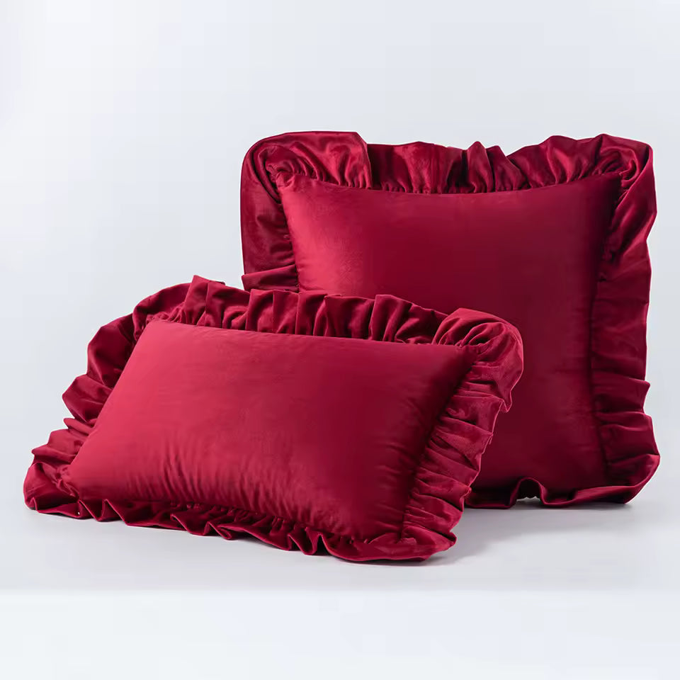 Velvet Ruffle Cushion Cover